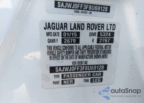 2015 Jaguar Xf 3.0 Portfolio/3.0 Sport z USA, uszkodzony, nr VIN SAJWJ0FF3F8U69128